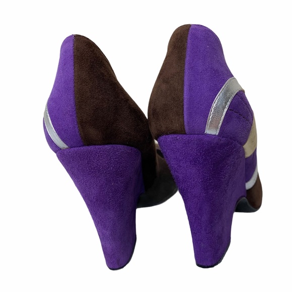 Marc Jacobs Purple Suede Mod Maryjane Wedge Heels - Picture 3 of 11